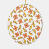 Warm Falling Autumn Leaves met Flowers Keramisch Ornament (Links)