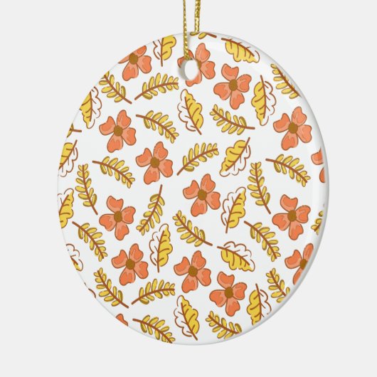 Warm Falling Autumn Leaves met Flowers Keramisch Ornament (Links)