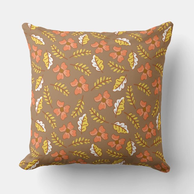 Warm Falling Autumn Leaves met Flowers Kussen (Voorkant)