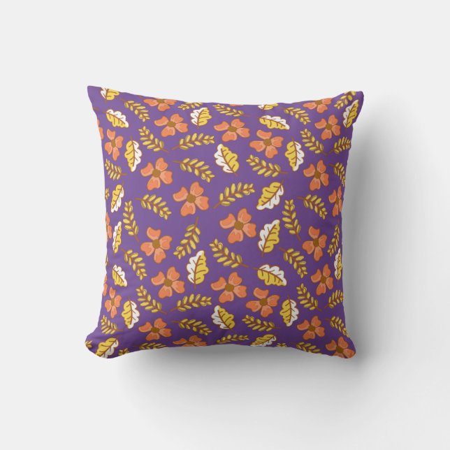 Warm Falling Autumn Leaves met Flowers Kussen (Voorkant)