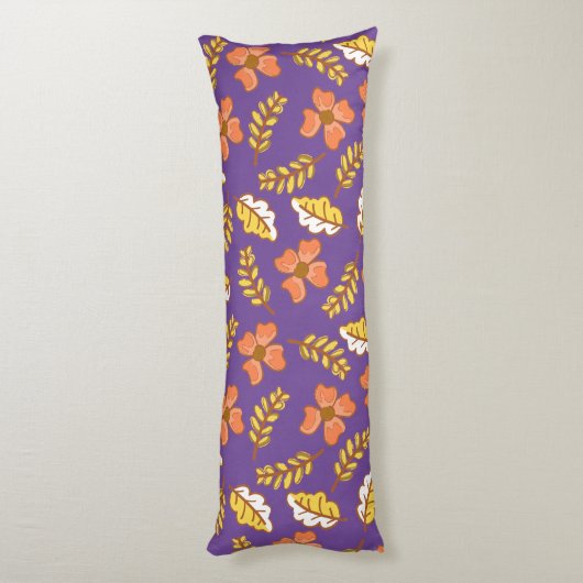 Warm Falling Autumn Leaves met Flowers Lichaamskussen (Achterkant (Verticaal))