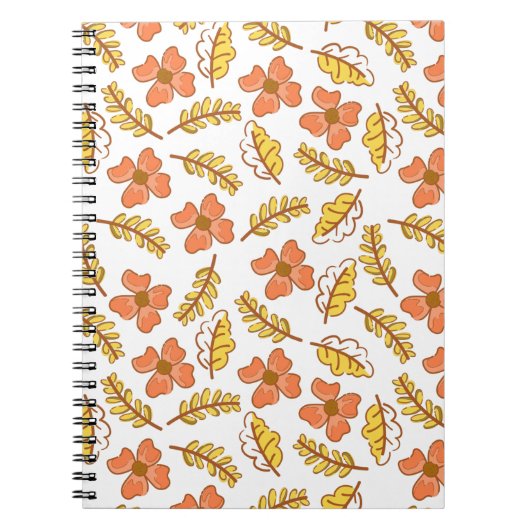 Warm Falling Autumn Leaves met Flowers Notitieboek (Voorkant)