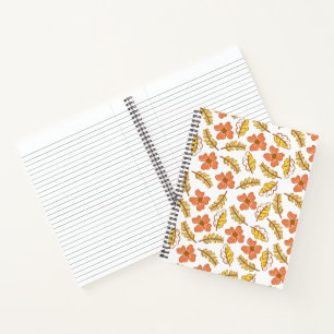 Warm Falling Autumn Leaves met Flowers Notitieboek