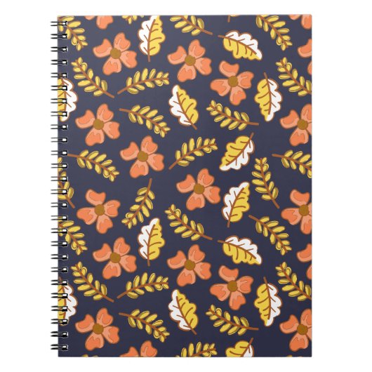 Warm Falling Autumn Leaves met Flowers Notitieboek (Voorkant)