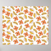 Warm Falling Autumn Leaves met Flowers Poster (Voorkant)