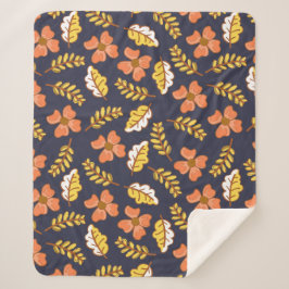 Warm Falling Autumn Leaves met Flowers Sherpa Deken