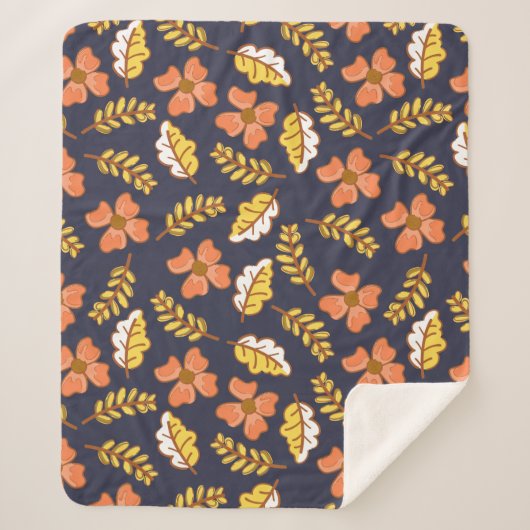 Warm Falling Autumn Leaves met Flowers Sherpa Deken (Voorkant)