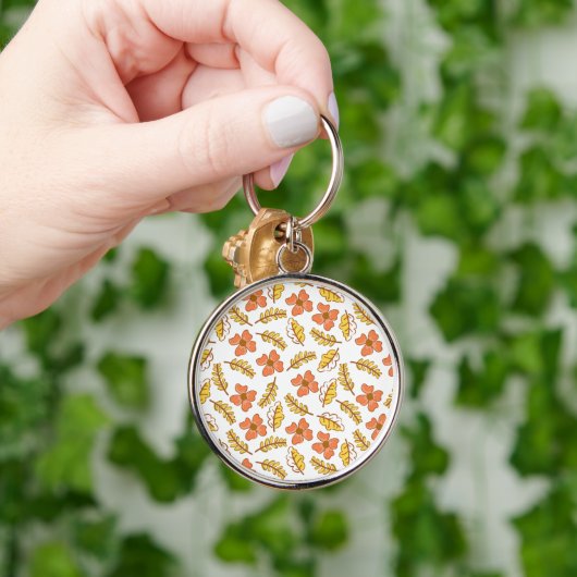 Warm Falling Autumn Leaves met Flowers Sleutelhanger (Hand)