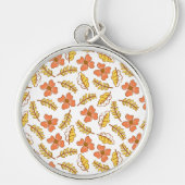 Warm Falling Autumn Leaves met Flowers Sleutelhanger (Voorkant)
