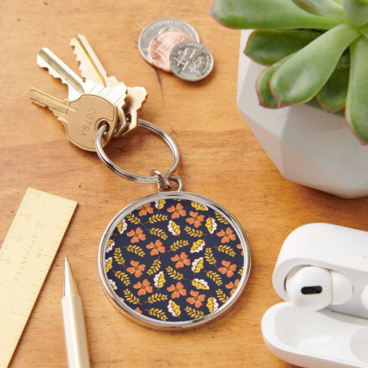 Warm Falling Autumn Leaves met Flowers Sleutelhanger (Bureau)