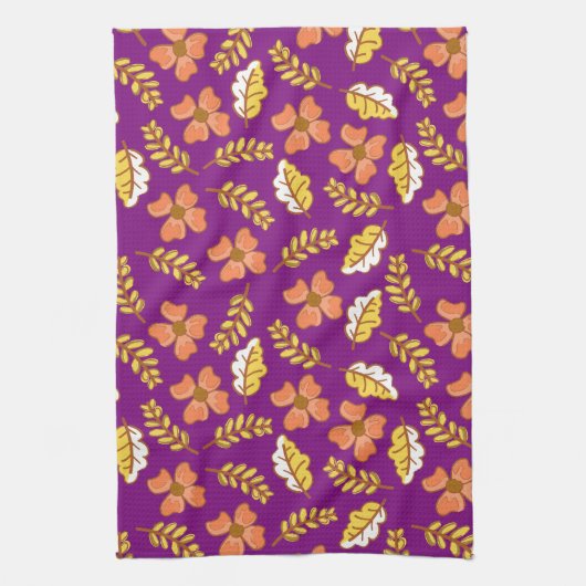 Warm Falling Autumn Leaves met Flowers Theedoek (Verticaal)