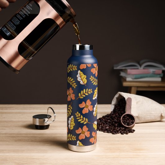 Warm Falling Autumn Leaves met Flowers Waterfles (Koffie)