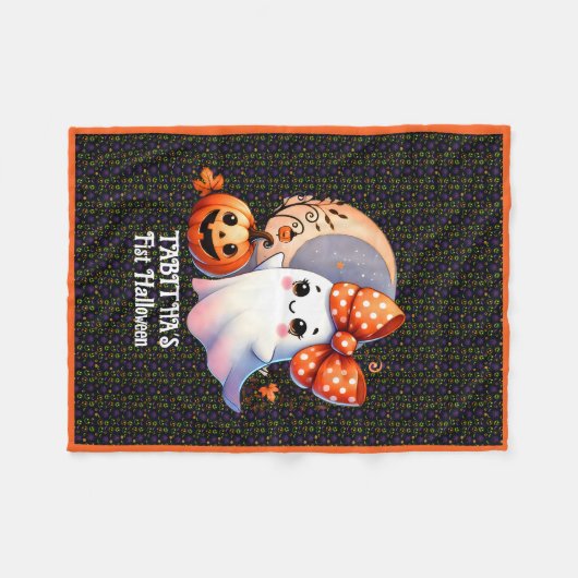 Warm First Halloween Naam toevoegen Baby Fleece Deken (Voorkant (Horizontaal))