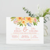 Warm floral bruiloft-uitnodiging kaart (Staand voorkant)