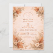 Warm Floral Fall Wedding Kaart (Voorkant)