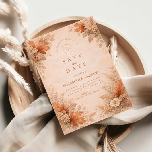 Warm Floral Fall Wedding Save The Date