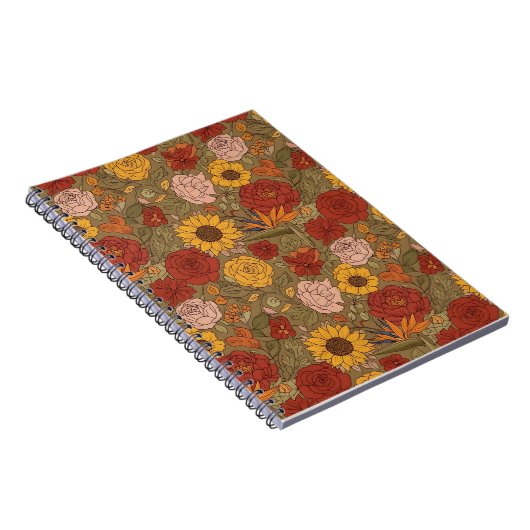 Warm Floral Patterned Notebook Notitieboek (Rechterzijde)