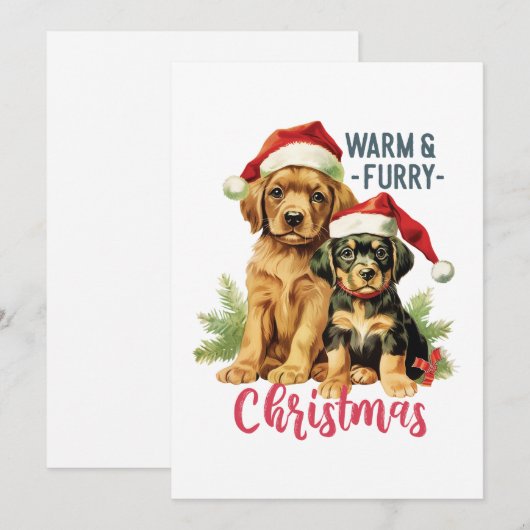 Warm & Furry Christmas 2023  Puppy Dog Pets Feestdagenkaart (Voorkant / Achterkant)