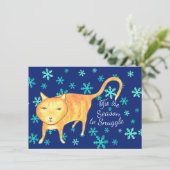 Warm Fuzzies & Winter Flurries Christmas Cat Feestdagenkaart (Staand voorkant)