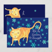 Warm Fuzzies & Winter Flurries Christmas Cat Feestdagenkaart (Voorkant / Achterkant)