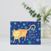 Warm Fuzzies & Winter Flurries Christmas Cat Feestdagenkaart (Staand voorkant)