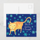 Warm Fuzzies & Winter Flurries Christmas Cat Feestdagenkaart (Voorkant / Achterkant)