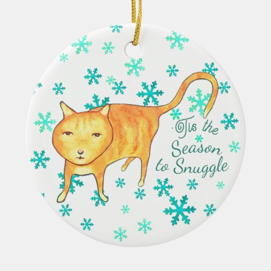 Warm Fuzzies & Winter Flurries Christmas Cat Keramisch Ornament (Voorkant)