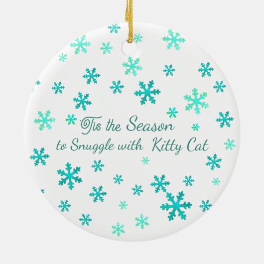 Warm Fuzzies & Winter Flurries Christmas Cat Keramisch Ornament (Achterkant)