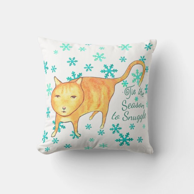 Warm Fuzzies & Winter Flurries Christmas Cat Kussen (Voorkant)