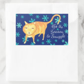 Warm Fuzzies & Winter Flurries Christmas Cat Rechthoekige Sticker (Tas)