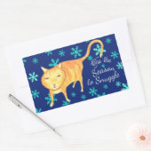 Warm Fuzzies & Winter Flurries Christmas Cat Rechthoekige Sticker (Envelop)