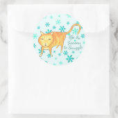 Warm Fuzzies & Winter Flurries Christmas Cat Ronde Sticker (Tas)
