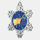 Warm Fuzzies & Winter Flurries Christmas Cat Tin Sneeuwvlok Ornament (Rechts)