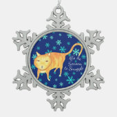 Warm Fuzzies & Winter Flurries Christmas Cat Tin Sneeuwvlok Ornament (Voorkant)