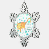 Warm Fuzzies & Winter Flurries Christmas Cat Tin Sneeuwvlok Ornament (Rechts)