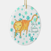 Warm Fuzzies & Winter Flurries Kerstkat Keramisch Ornament (Rechts)