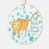 Warm Fuzzies & Winter Flurries Kerstkat Keramisch Ornament (Links)