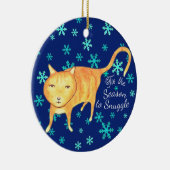 Warm Fuzzies & Winter Flurries Kerstkat Keramisch Ornament (Rechts)