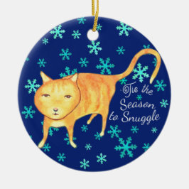 Warm Fuzzies & Winter Flurries Kerstkat Keramisch Ornament