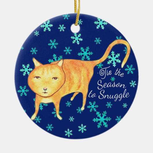 Warm Fuzzies & Winter Flurries Kerstkat Keramisch Ornament (Voorkant)