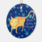 Warm Fuzzies & Winter Flurries Kerstkat Keramisch Ornament (Links)
