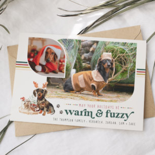 Warm & Fuzzy   Pet Holiday-fotokaart Feestdagenkaart