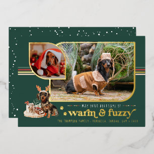 Warm & Fuzzy   Pet Holiday-fotokaart Folie Feestdagenkaart