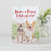 Warm fuzzy vakantie wenst leuk huisdier kerstkaart (Staand voorkant)