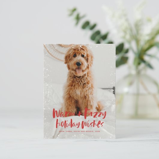 Warm fuzzy wenst briefkaart van de feestelijke hui (Staand voorkant)