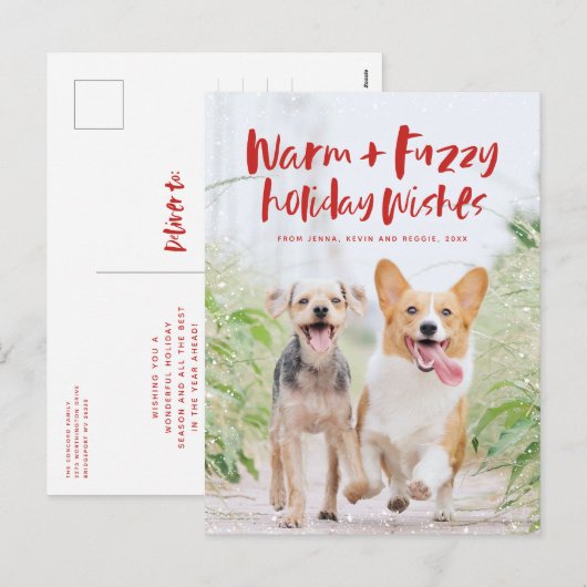 Warm fuzzy wenst briefkaart van de feestelijke hui (Voorkant / Achterkant)