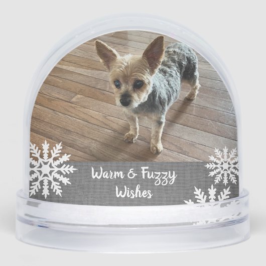 Warm & Fuzzy Wishes Gray Rustic Pet Sneeuwbol (Voorkant)