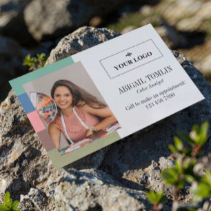 Warm gedempte kleuren Logo Persoonlijke foto Visitekaartje