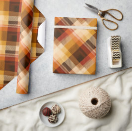 Warm Geel Bruine Herfst Geruite Honingruitpatroon Cadeaupapier