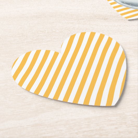 Warm geel en wit smalle strepen kartonnen onderzetters (Gekanteld)
